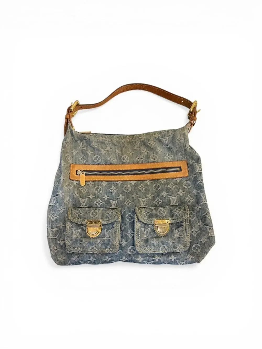 LOUIS VUITTON LV monogram Denim baggy GM shoulder bag (21973)